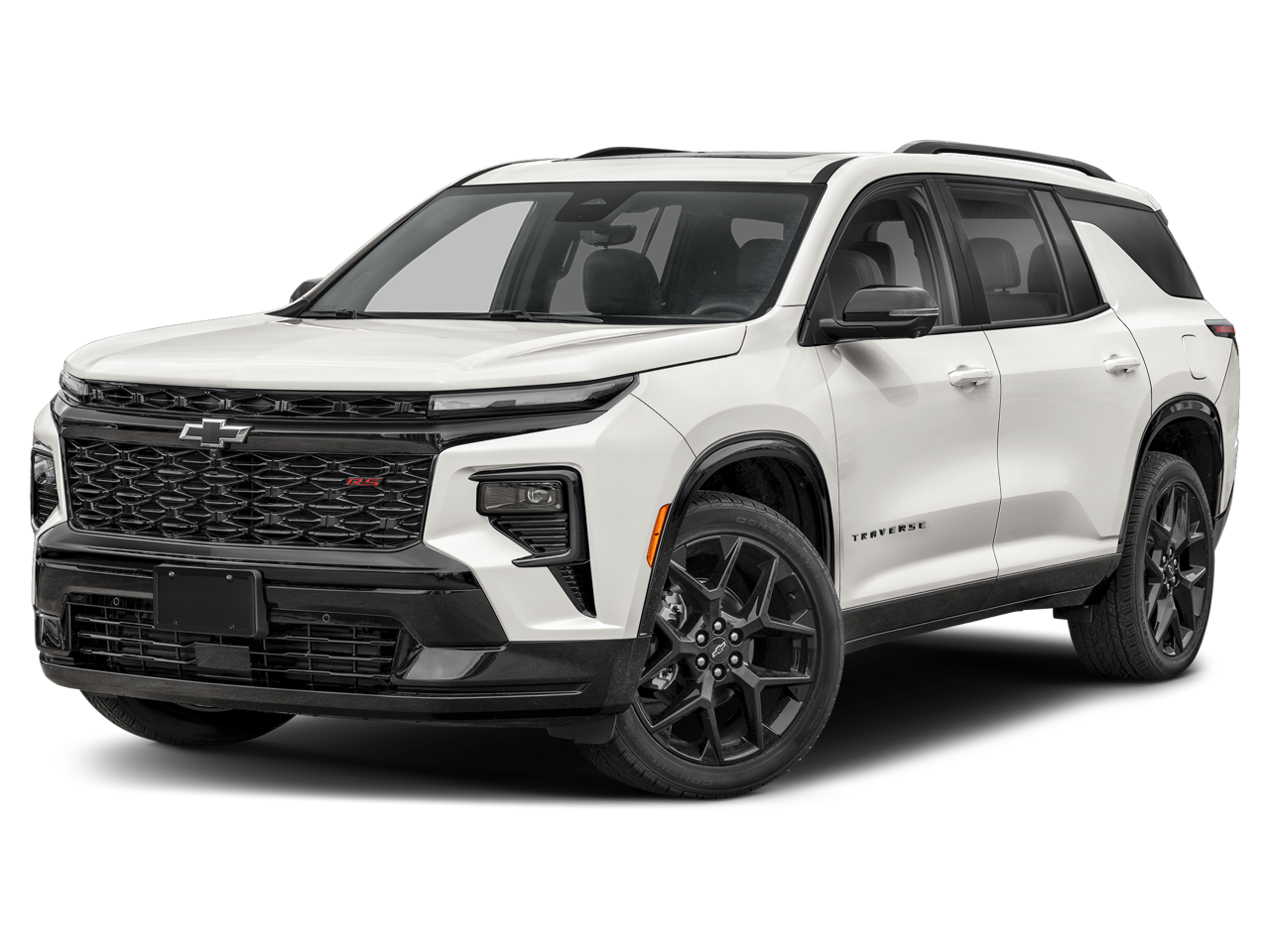 2026 Chevrolet Traverse RS in Polar White Tricoat — front three-quarter view